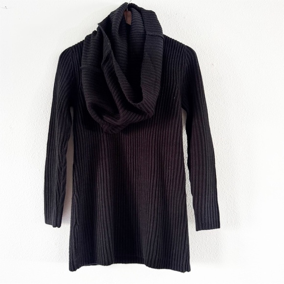 Ribbed Chunky Knit Button Detachable Cowl Neck Drape Sweater Small NY & Company - Picture 2 of 11